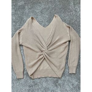 Tan Knit blouse with deep V in back Women’s Medium